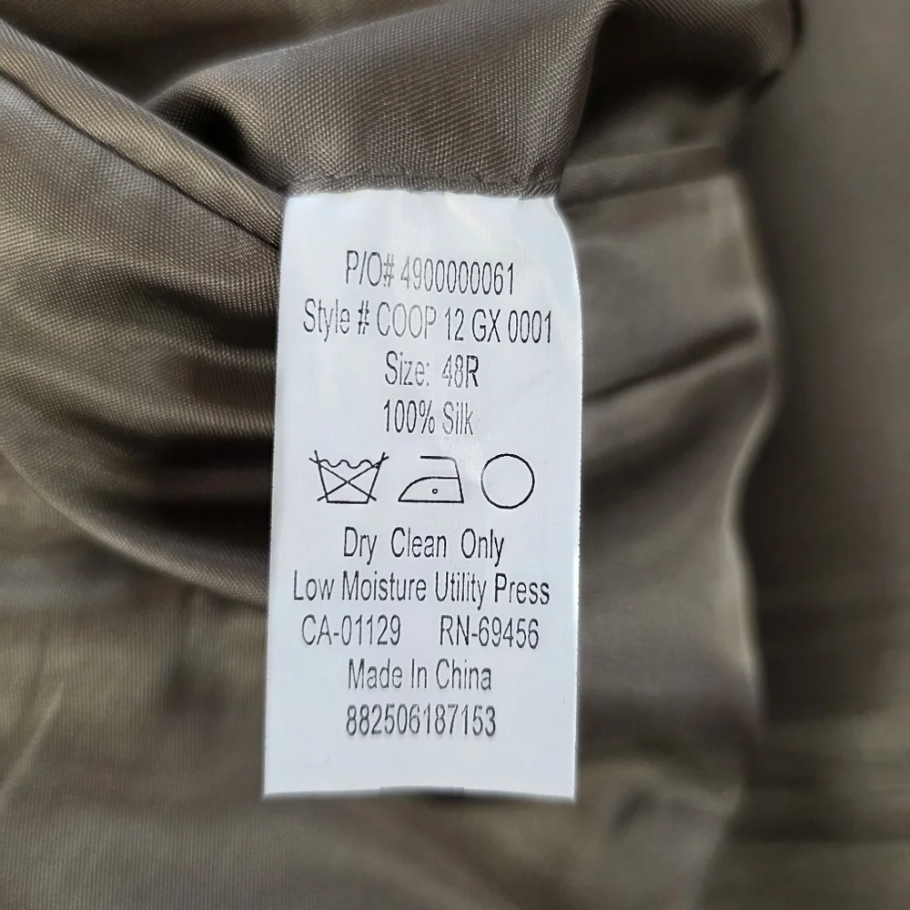 100% Silk Sport Coat Blazer Tan Beige Textured Weave Quiet Luxury Preppy Men 48R